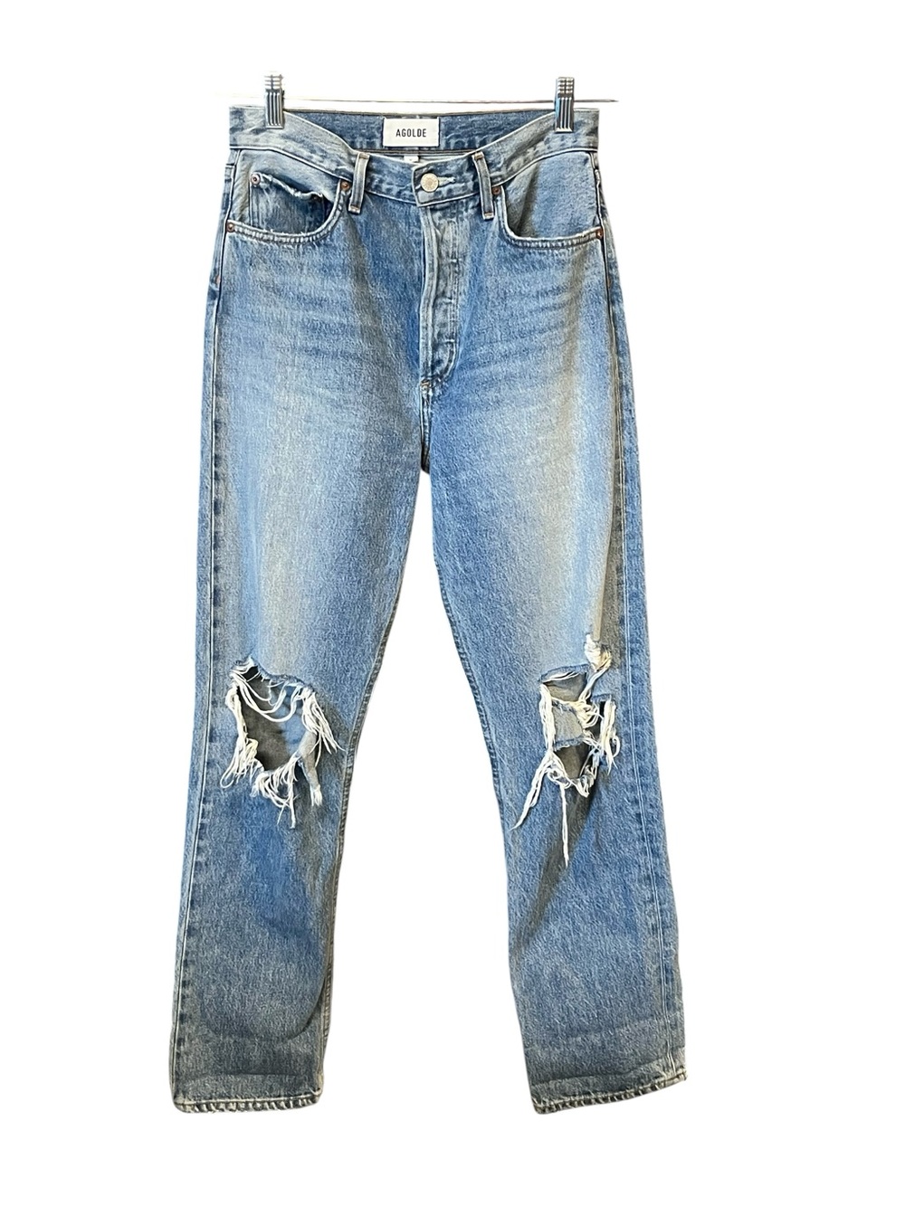 AGOLDE 90s Pinch Waist Jeans Women’s 26 Blue Distressed Straight Leg Denim